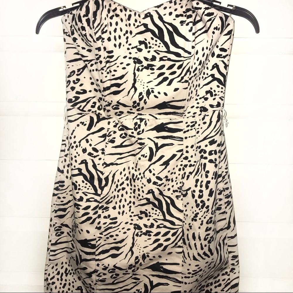 H&M strapless zebra print dress